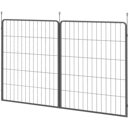 2-Piece Set Expansion 2 Dog Fence Panels for Outdoor Enclosure, 80 x 100 cm Steel Puppy Pen for Small to Large Dogs Gray