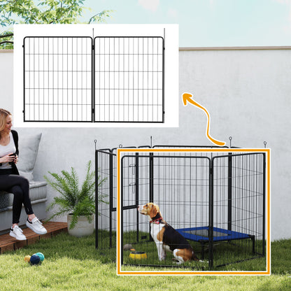 2-Piece Set Expansion 2 Dog Fence Panels for Outdoor Enclosure, 80 x 100 cm Steel Puppy Pen for Small to Large Dogs Gray