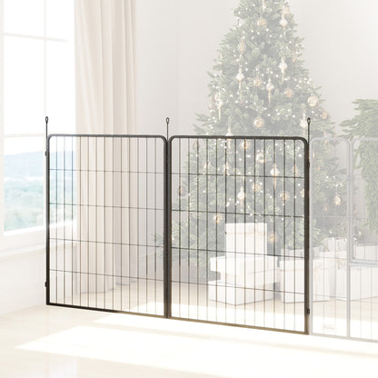 2-Piece Set Expansion 2 Dog Fence Panels for Outdoor Enclosure, 80 x 100 cm Steel Puppy Pen for Small to Large Dogs Gray