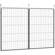 2-Piece Set Expansion 2 Dog Fence Panels for Outdoor Enclosure, 80 x 100 cm Steel Puppy Pen for Small to Large Dogs Gray