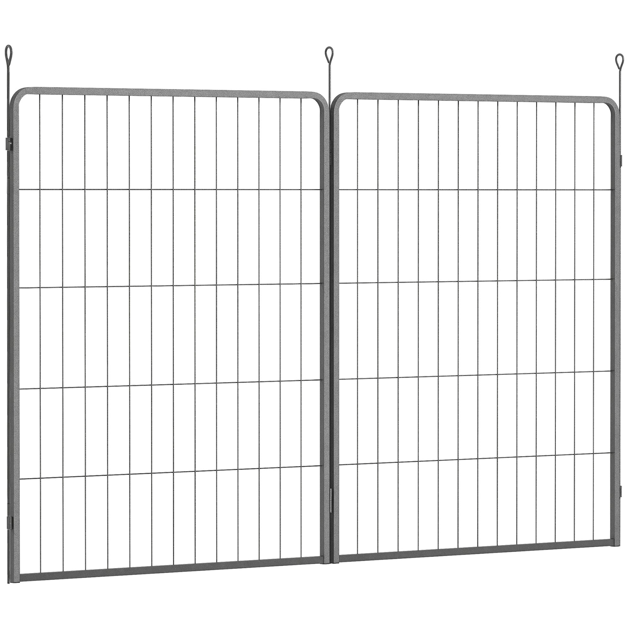 2-Piece Set Expansion 2 Dog Fence Panels for Outdoor Enclosure, 80 x 100 cm Steel Puppy Pen for Small to Large Dogs Gray