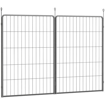2-Piece Set Expansion 2 Dog Fence Panels for Outdoor Enclosure, 80 x 100 cm Steel Puppy Pen for Small to Large Dogs Gray