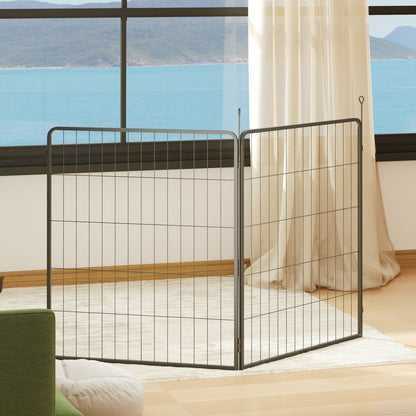 2-Piece Set Expansion 2 Dog Fence Panels for Outdoor Enclosure, 80 x 100 cm Steel Puppy Pen for Small to Large Dogs Gray