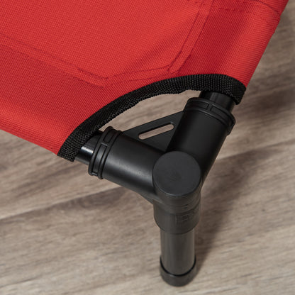 Elevated Bed for Dogs Cats Portable Pet Bed with Breathable Mesh Area and Oxford Fabric for Indoor Outdoor 76x61x18 cm Red