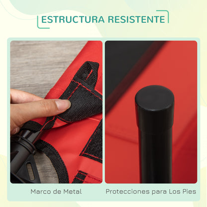 Elevated Bed for Dogs Cats Portable Pet Bed with Breathable Mesh Area and Oxford Fabric for Indoor Outdoor 76x61x18 cm Red