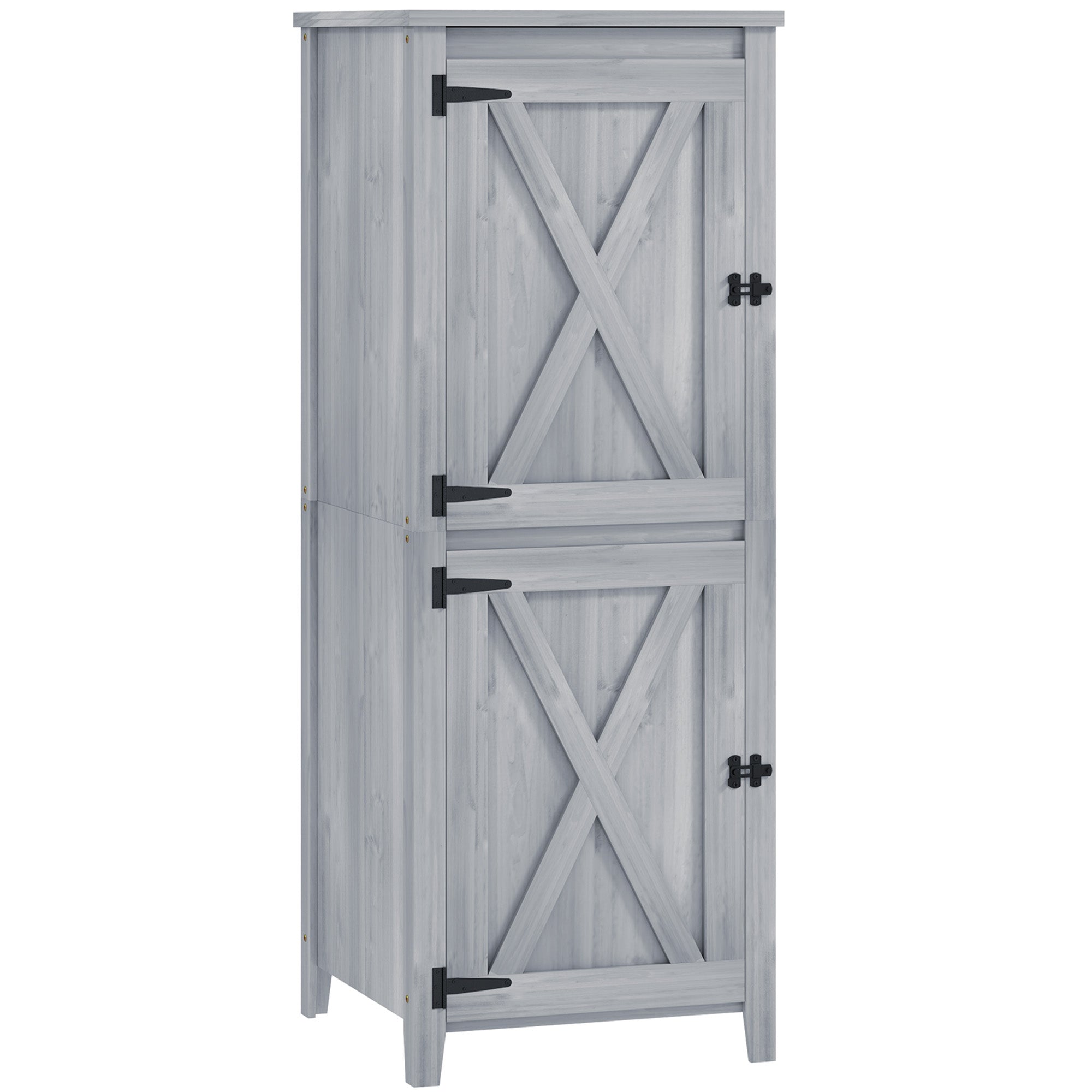 Garden Cabinet Wood, Weatherproof Tool Shed, 60x60x160cm, Tool House with Double Door, Shelves, Lockable Tool Cabinet Garden Shed for Garden, Terrace, Light Gray