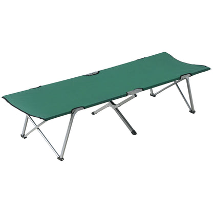 Foldable Camping Bed Camping Cot with Metal Frame 136 kg Capacity for Beach Hiking 193x64x40 cm Green