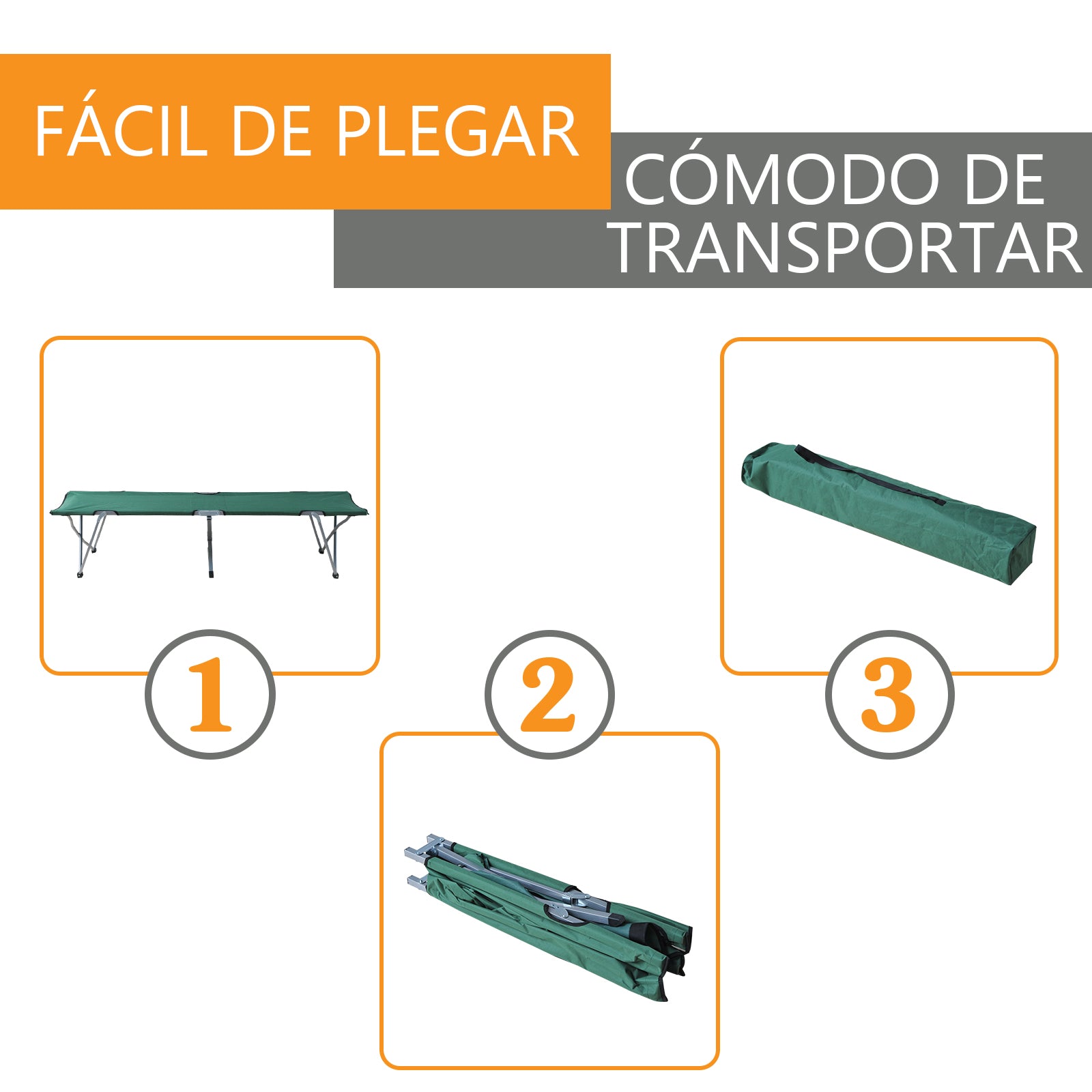 Foldable Camping Bed Camping Cot with Metal Frame 136 kg Capacity for Beach Hiking 193x64x40 cm Green
