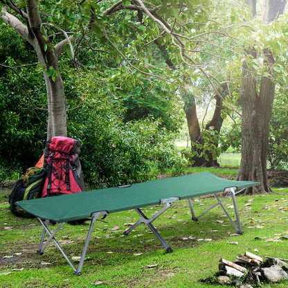 Foldable Camping Bed Camping Cot with Metal Frame 136 kg Capacity for Beach Hiking 193x64x40 cm Green