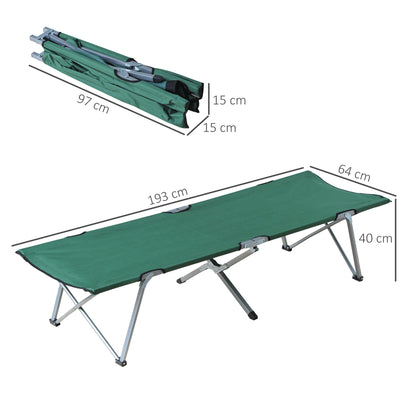 Foldable Camping Bed Camping Cot with Metal Frame 136 kg Capacity for Beach Hiking 193x64x40 cm Green