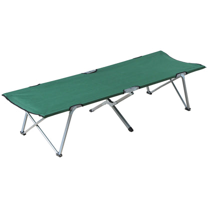 Foldable Camping Bed Camping Cot with Metal Frame 136 kg Capacity for Beach Hiking 193x64x40 cm Green