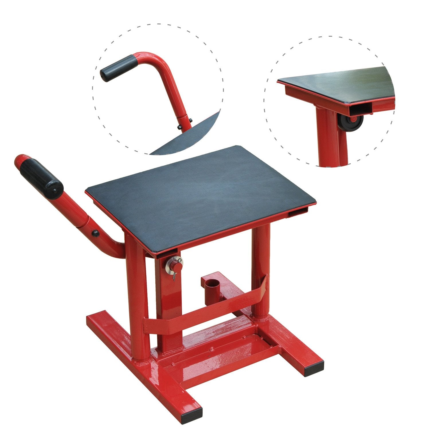 Motocross Steel Support Lift Stand Universal Base Platform for Repair and Parking Motorcycle Accessory Adjustable Height 28x34x30-40cm Load 150kg Red