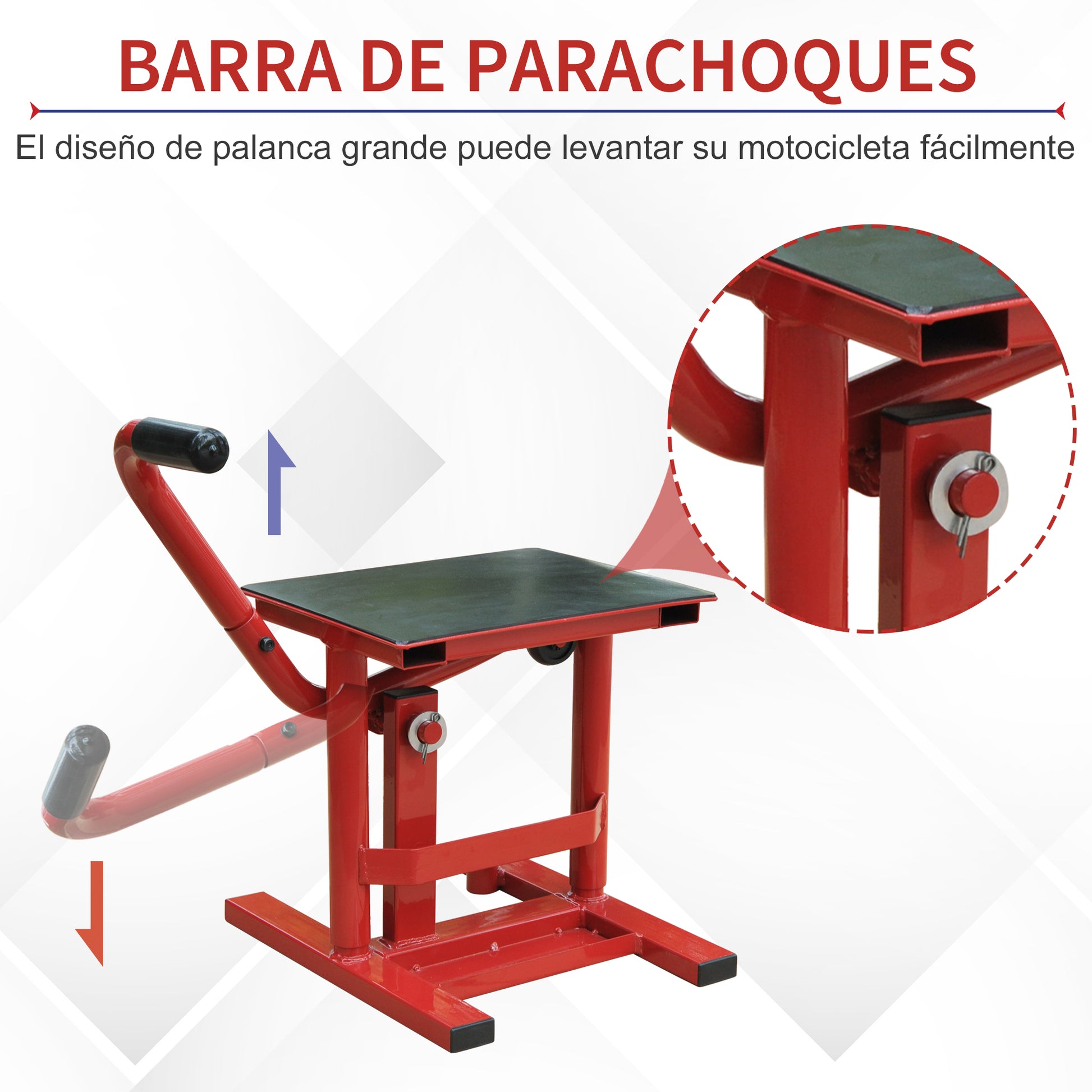 Motocross Steel Support Lift Stand Universal Base Platform for Repair and Parking Motorcycle Accessory Adjustable Height 28x34x30-40cm Load 150kg Red
