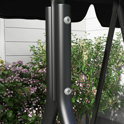 Hollywood Swing with Adjustable Sun Canopy, 3-Seater Garden Swing with Anti-Slip Feet, Water-Resistant Swing Bench for Garden, 172x110x153cm, Black