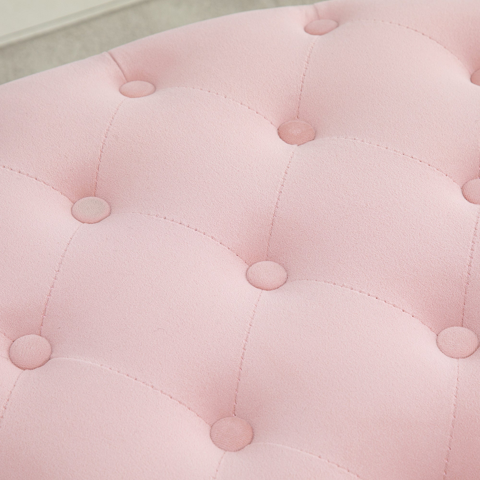 Storage Bench Upholstered Ottoman with Velvet Look, Storage Chest Oval Shape, Storage Bench for Living Room Bedroom Hallway 71 x 52 x 42 cm, Pink