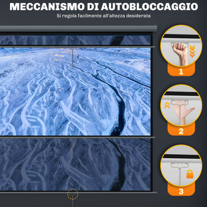 120-Inch Projector Screen 1:1 Format, Rollable Projector Screen with 160° Viewing Angle and Ceiling or Wall Mount, 223x8x223 cm, White