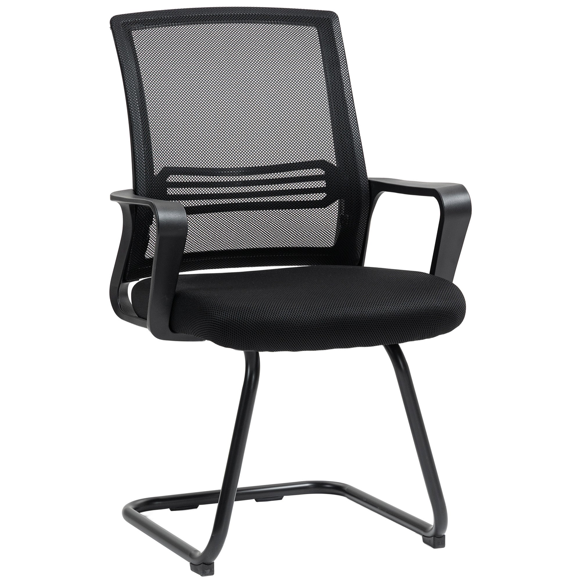 Mesh Office Chair, Ergonomic Meeting Chair with Sled Base, for Conference Room, Bedroom, Waiting Area, Reception, Black