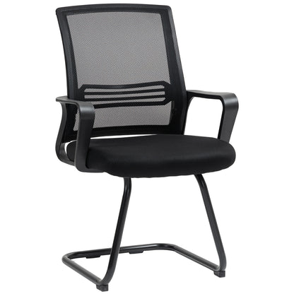 Mesh Office Chair, Ergonomic Meeting Chair with Sled Base, for Conference Room, Bedroom, Waiting Area, Reception, Black