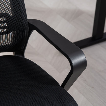 Mesh Office Chair, Ergonomic Meeting Chair with Sled Base, for Conference Room, Bedroom, Waiting Area, Reception, Black