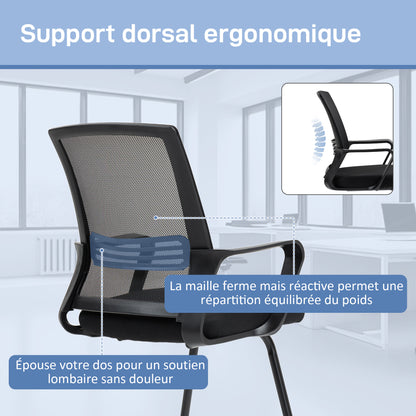 Mesh Office Chair, Ergonomic Meeting Chair with Sled Base, for Conference Room, Bedroom, Waiting Area, Reception, Black