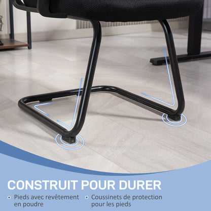 Mesh Office Chair, Ergonomic Meeting Chair with Sled Base, for Conference Room, Bedroom, Waiting Area, Reception, Black