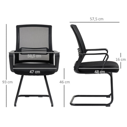 Mesh Office Chair, Ergonomic Meeting Chair with Sled Base, for Conference Room, Bedroom, Waiting Area, Reception, Black