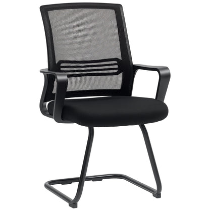 Mesh Office Chair, Ergonomic Meeting Chair with Sled Base, for Conference Room, Bedroom, Waiting Area, Reception, Black