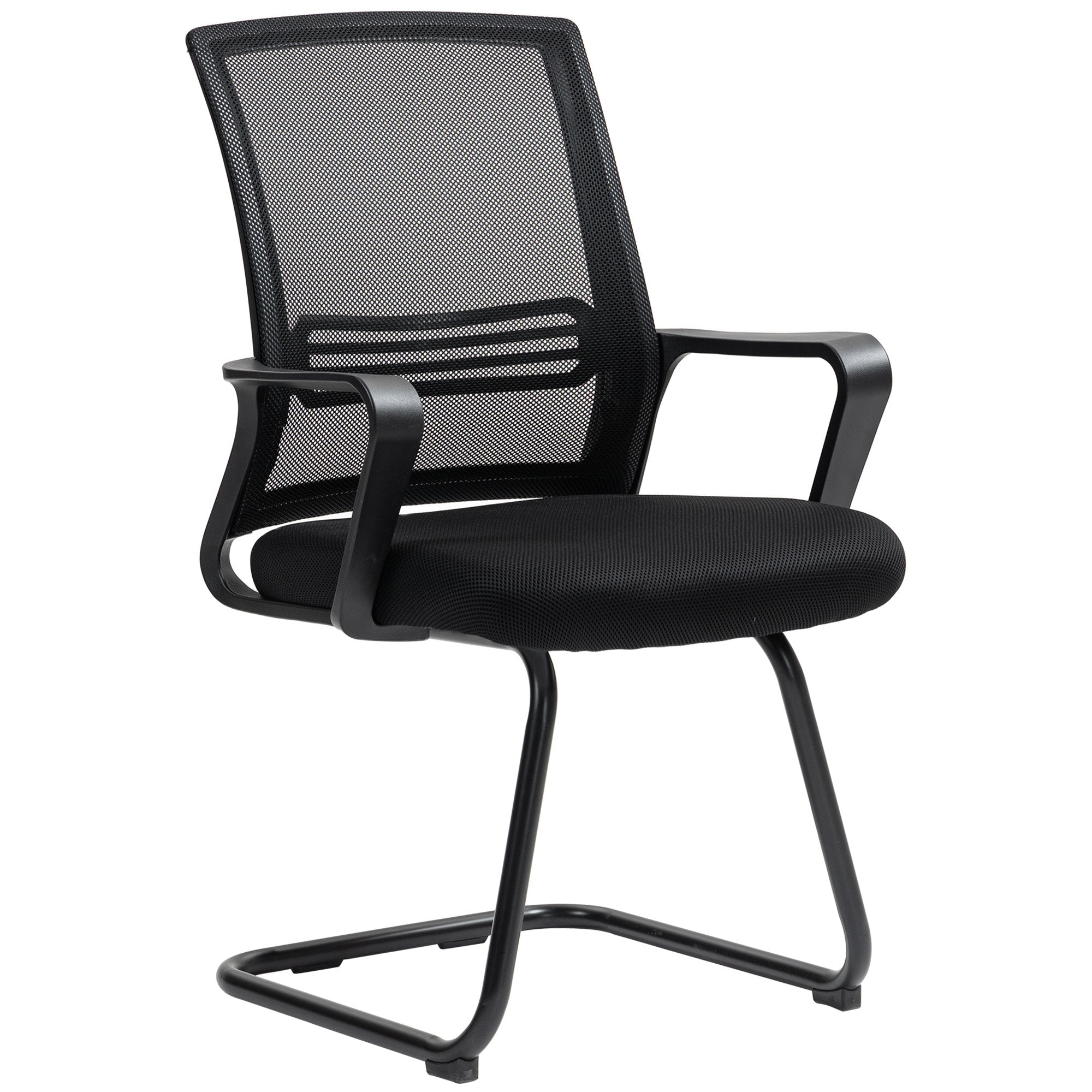 Mesh Office Chair, Ergonomic Meeting Chair with Sled Base, for Conference Room, Bedroom, Waiting Area, Reception, Black