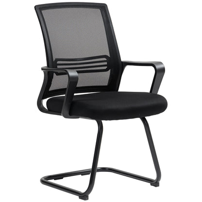 Mesh Office Chair, Ergonomic Meeting Chair with Sled Base, for Conference Room, Bedroom, Waiting Area, Reception, Black