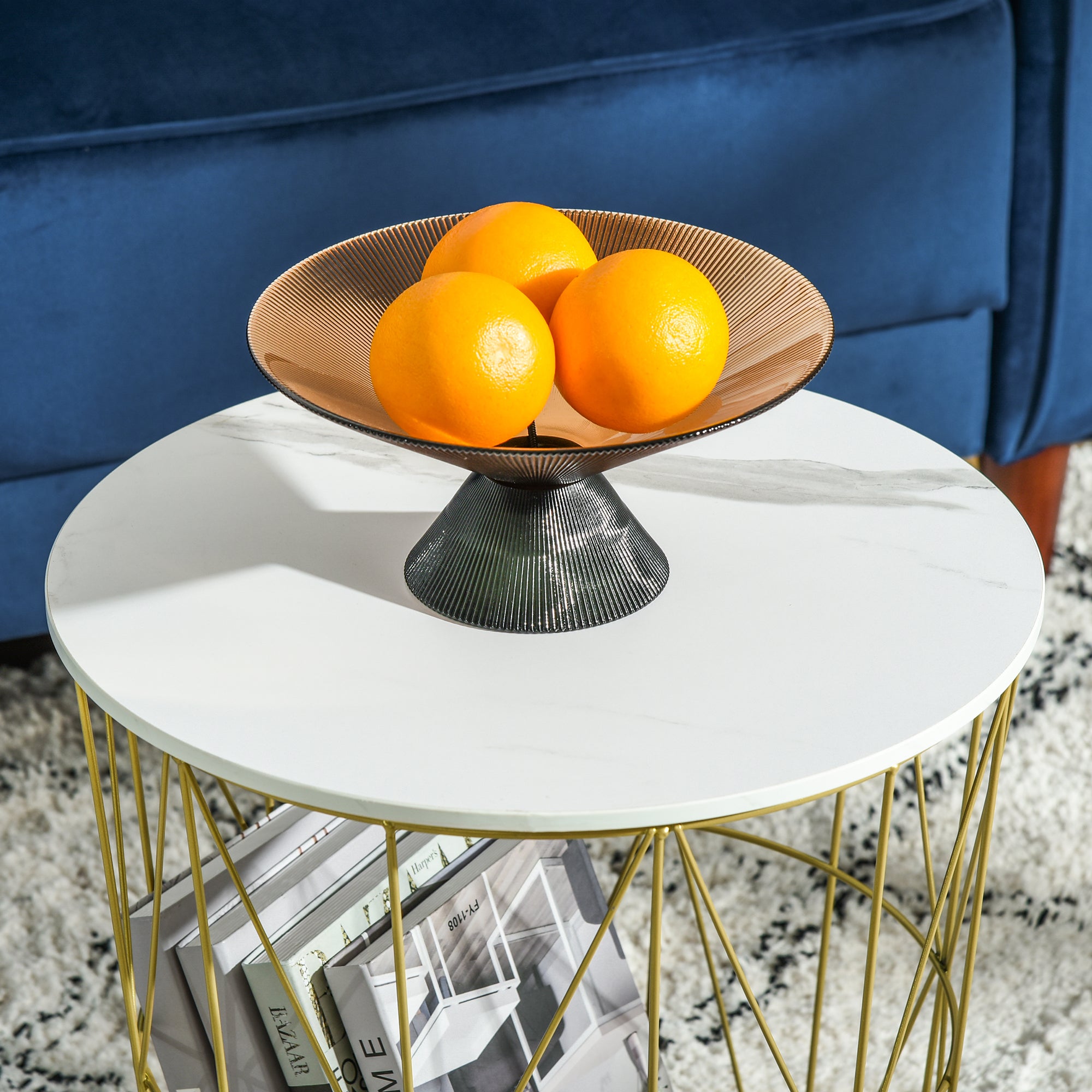Set of 2 Modern Stackable Living Room Coffee Tables with Removable Shelf, Coffee Table with Storage for Living Room and Bedroom, White Gold