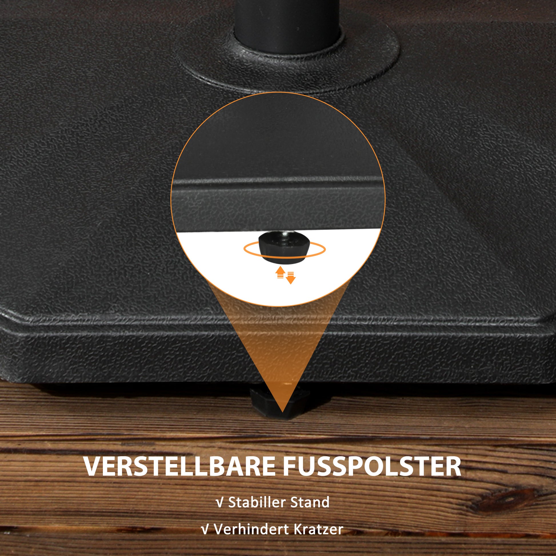 Umbrella Stand 18 kg Umbrella Base for Mast Diameter Ø 34/38/48 mm, Umbrella Stand for Garden, Balcony, Cement Filling, Black