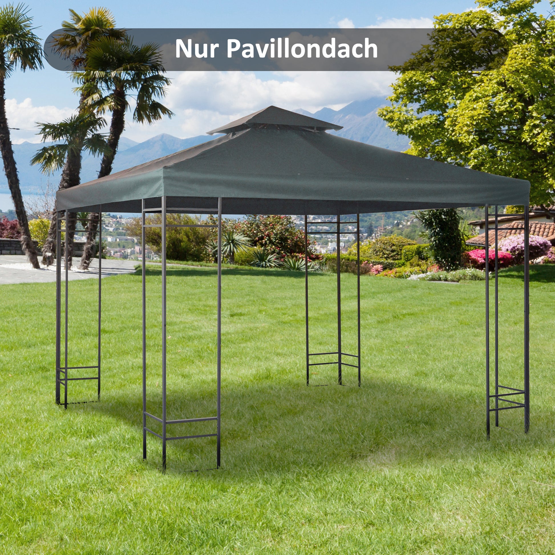 Replacement Roof for Pavilion 3x3m Water-Resistant Pavilion Roof for Metal Pavilion Pavilion Replacement Roof Garden Pavilion Party Tent Garden Tent Polyester Charcoal Grey
