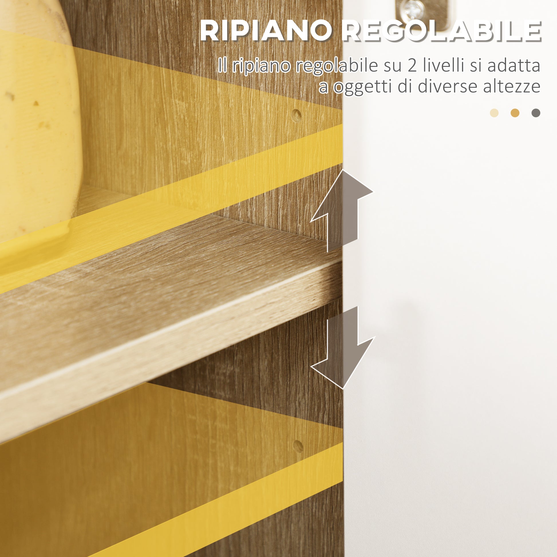 Kitchen Microwave Cabinet with 2 Cabinets and Drawer, 90x30x94cm, in MDF, Natural Wood and White