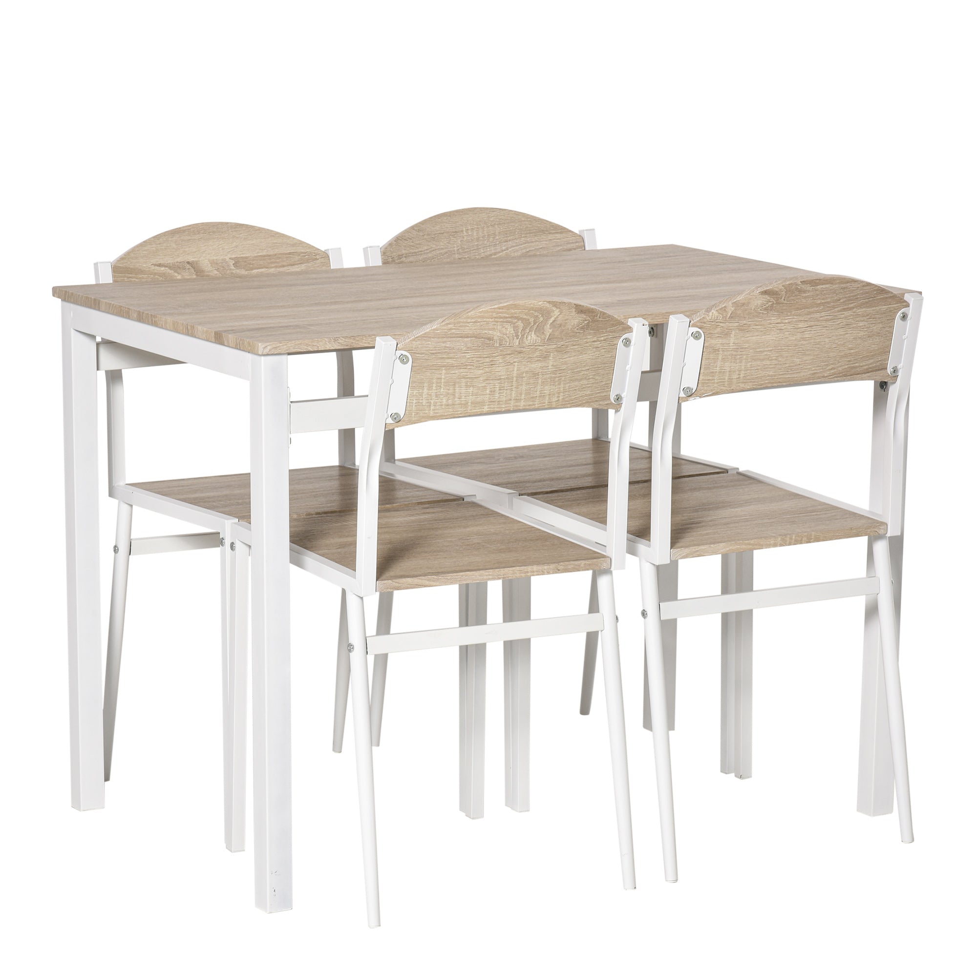 5-Piece Dining Set Dining Table with 4 Chairs Space-Saving Kitchen Table Set Seating Group for Dining Room, Kitchen, Gray+White