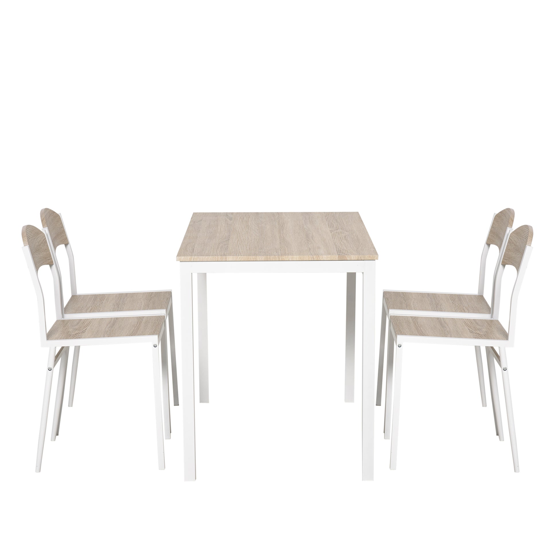 5-Piece Dining Set Dining Table with 4 Chairs Space-Saving Kitchen Table Set Seating Group for Dining Room, Kitchen, Gray+White
