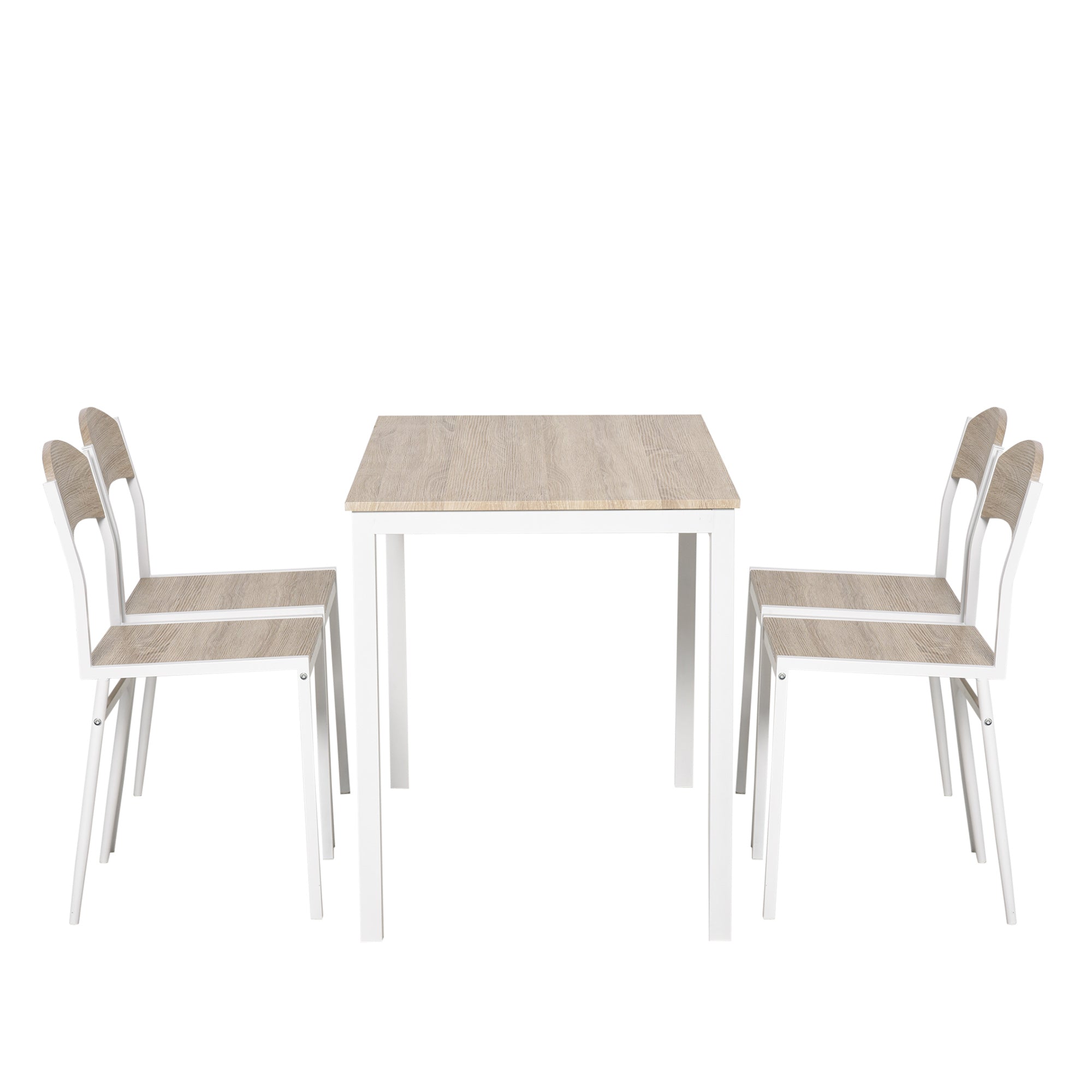 5-Piece Dining Set Dining Table with 4 Chairs Space-Saving Kitchen Table Set Seating Group for Dining Room, Kitchen, Gray+White