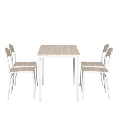 5-Piece Dining Set Dining Table with 4 Chairs Space-Saving Kitchen Table Set Seating Group for Dining Room, Kitchen, Gray+White