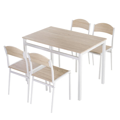 5-Piece Dining Set Dining Table with 4 Chairs Space-Saving Kitchen Table Set Seating Group for Dining Room, Kitchen, Gray+White
