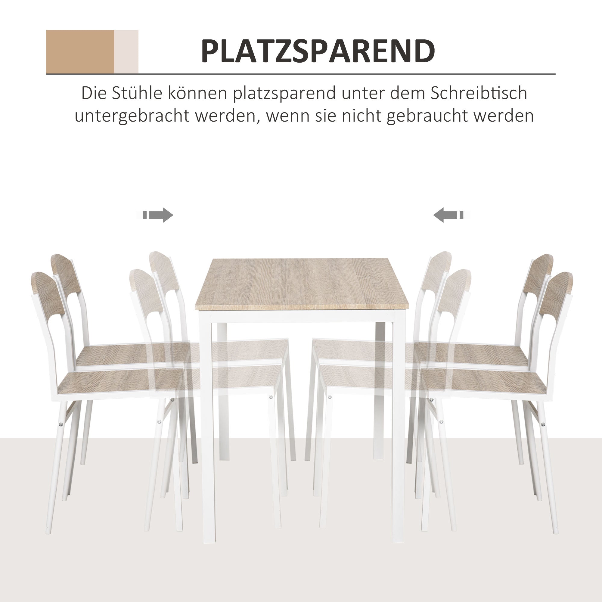 5-Piece Dining Set Dining Table with 4 Chairs Space-Saving Kitchen Table Set Seating Group for Dining Room, Kitchen, Gray+White