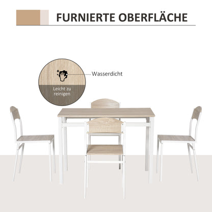 5-Piece Dining Set Dining Table with 4 Chairs Space-Saving Kitchen Table Set Seating Group for Dining Room, Kitchen, Gray+White
