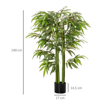 Artificial Bamboo Tree Large 140 cm Artificial Plant, Plastic Fake Plants in Pot, Artificial Bamboo with 780 Leaves like Real for Living Room Bedroom Office Garden Modern Decoration