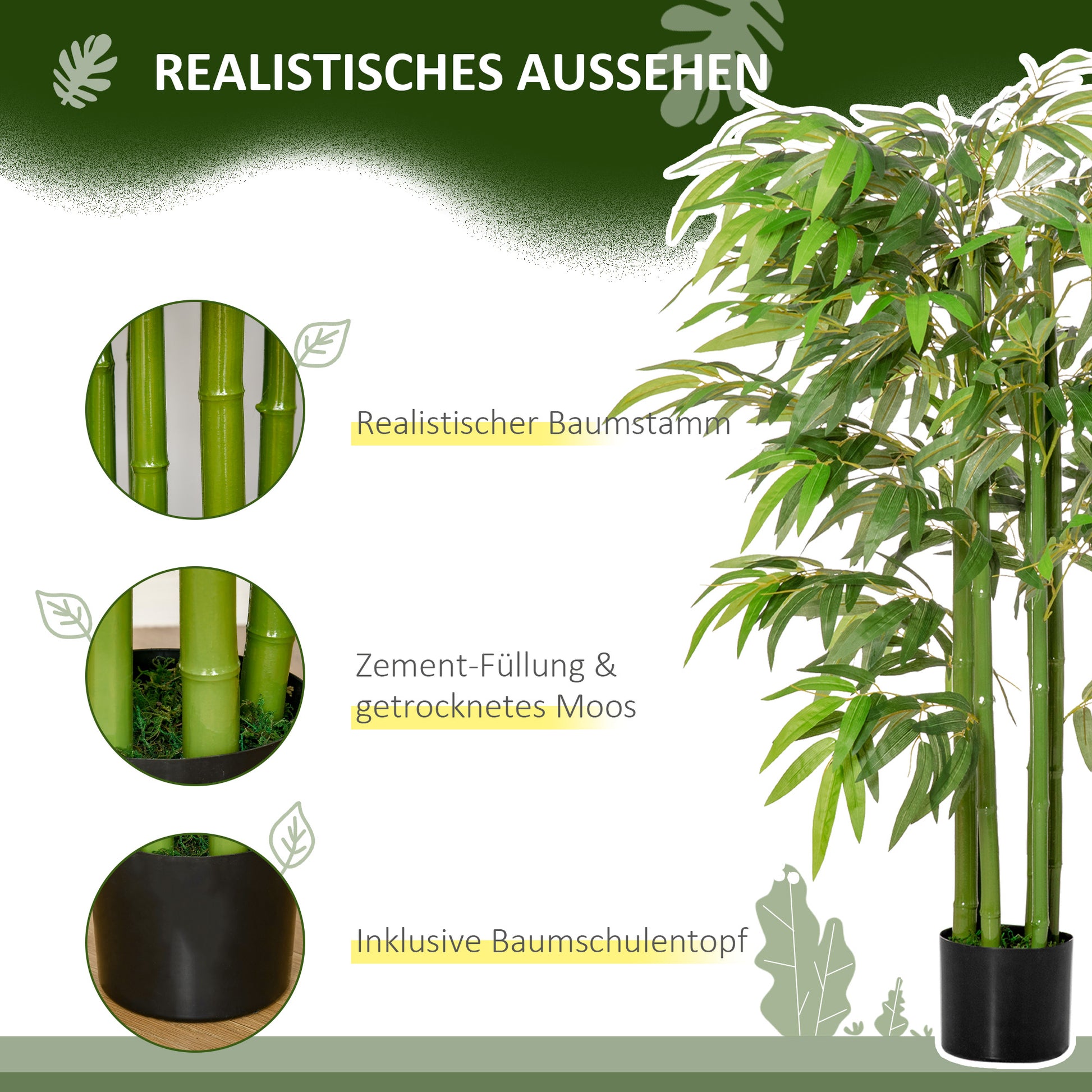 Artificial Bamboo Tree Large 140 cm Artificial Plant, Plastic Fake Plants in Pot, Artificial Bamboo with 780 Leaves like Real for Living Room Bedroom Office Garden Modern Decoration