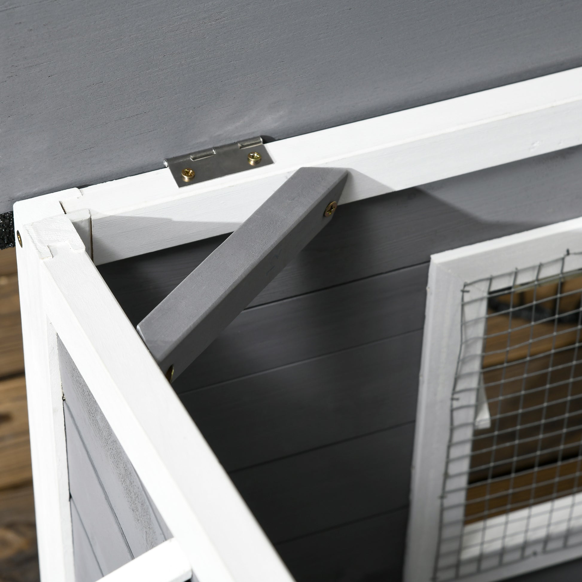 Wooden Dog House, Dog House with Openable Asphalt Roof and Removable Bottom, Outdoor Pet House for Small, Medium Dogs, Outside, Gray, 109 x 79 x 72 cm