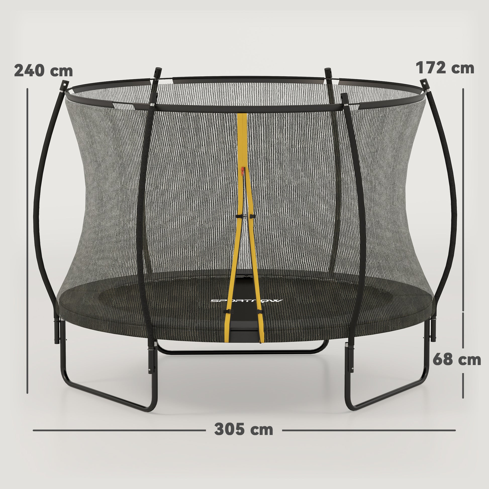 SPORTNOW Garden Trampoline, Ø 305 cm, Outdoor Trampoline, with Safety Net, U-shaped Legs, 54 High Tension Springs, black