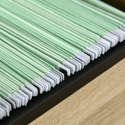 Mobile Office Pedestal Storage Cabinet 2 Drawers 5 Casters Particle Board 39.5 x 39 x 58.5 cm Oak