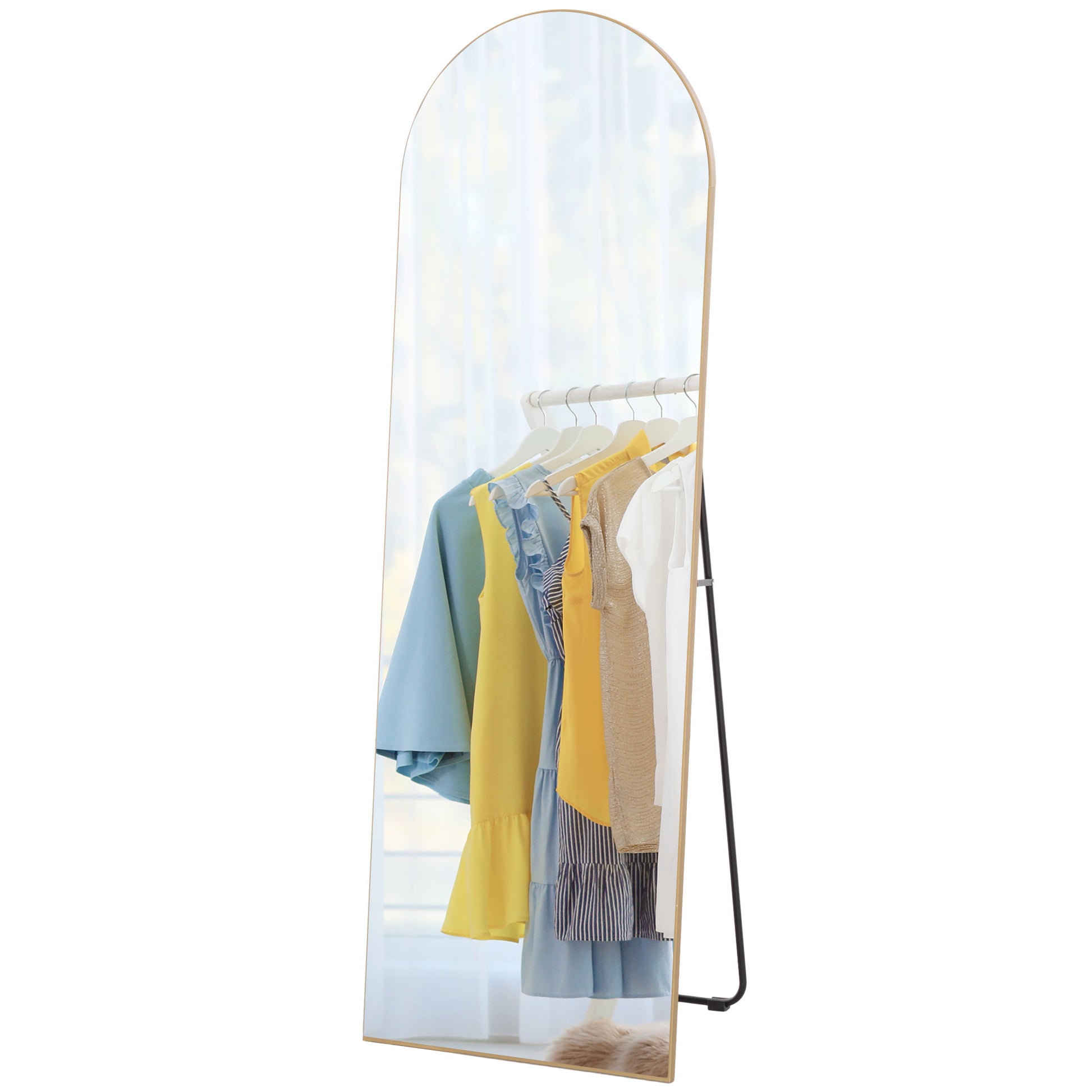 Full-Length Mirror, 50 x 150 cm, standing mirror, large frameless wall mirror, for living room, bedroom, gold tone