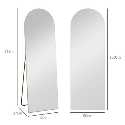 Full-Length Mirror, 50 x 150 cm, standing mirror, large frameless wall mirror, for living room, bedroom, gold tone