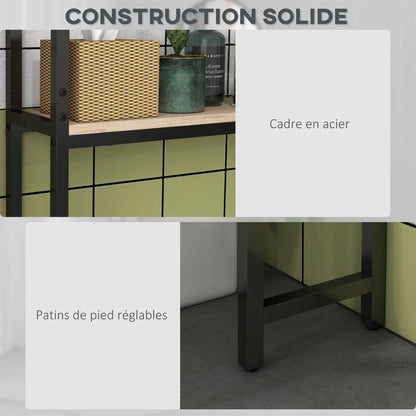 Toilet Shelf Bathroom Cabinet Over Toilet WC with 2 Doors Cupboard and Open Shelf 64L x 19W x 178H cm Oak and Black