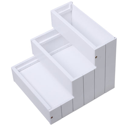 Pet Stairs 3 Steps Cat Stairs Pet Stairs for Dogs and Cats Animal Stairs Entry Aid with Carpet Storage Space for Sofa Bed Fir Wood White 40.5 x 44.5 x 38 cm