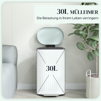 30L Pedal Bin with Removable Inner Bucket & Soft-Close Lid, Fingerprint-Resistant, Green (36.5 x 31.2 x 60.8 cm)